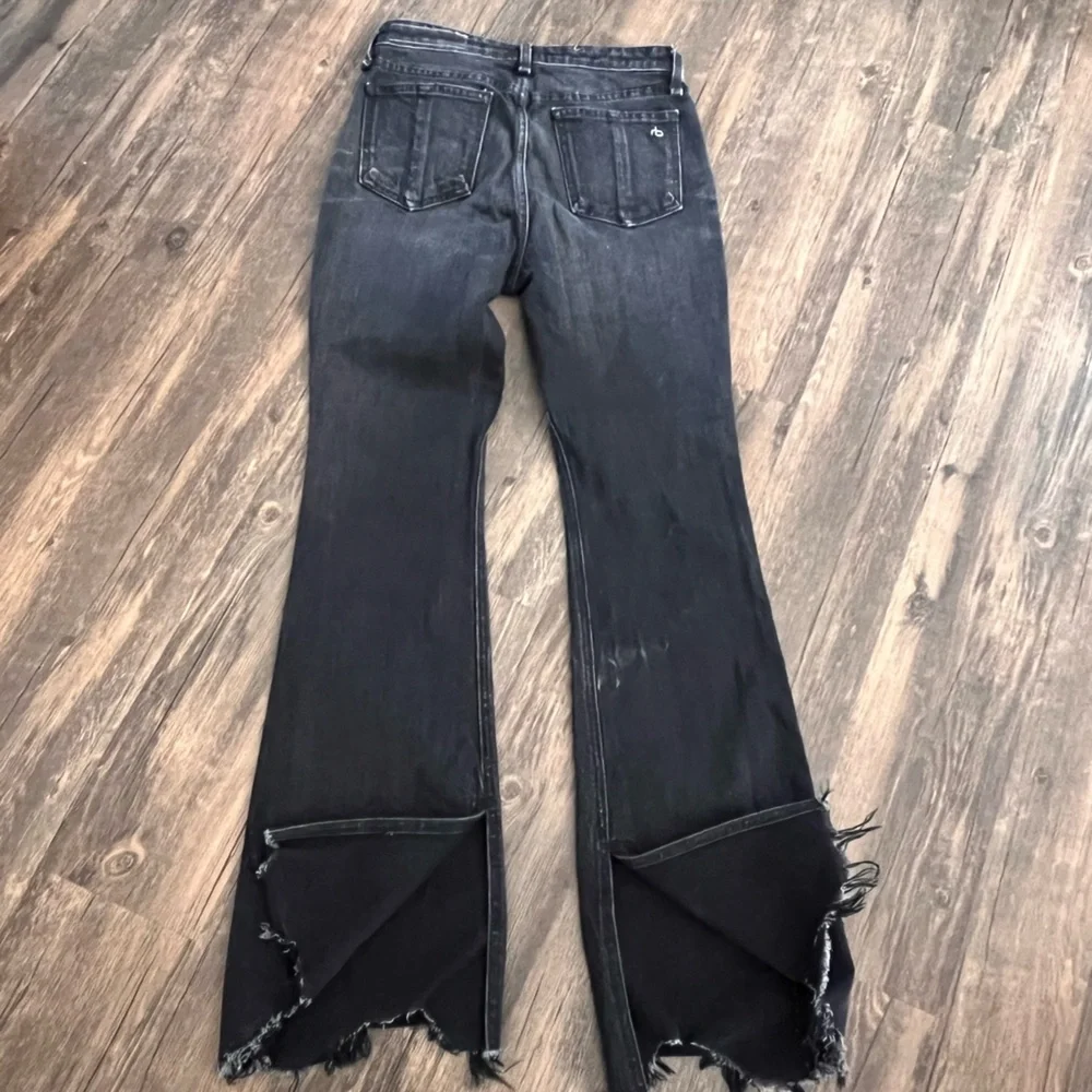 Rag & Bone Nina High-Rise Flare Jeans Black Raw Hem Size 25